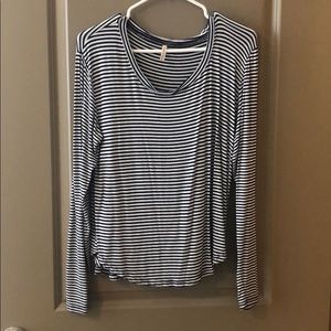White & Navy striped long sleeve shirt